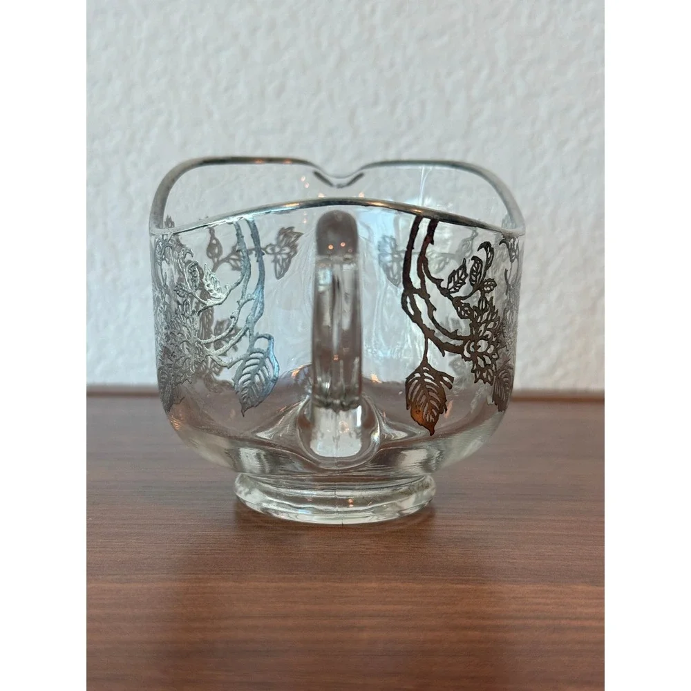 SC19 Silver City Creamer Floral Rose Pattern Sterling Silver Overlay 3 1/4